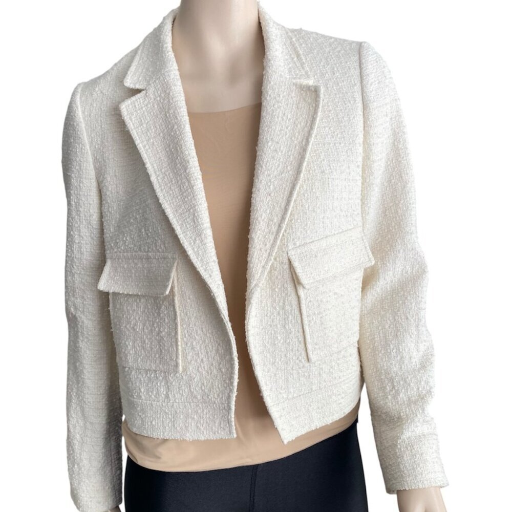NWT RW&Co. Cream Textured Tweed Cropped Blazer SZ 8​